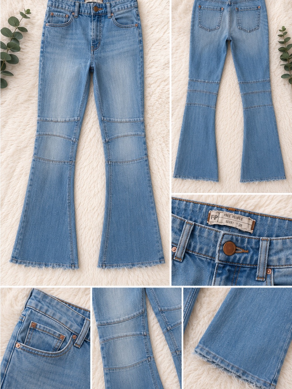 Free People Light Blue High-Rise Flare Jeans
